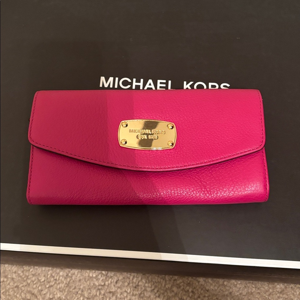 Michael Kors Fuchsia Leather Clutch